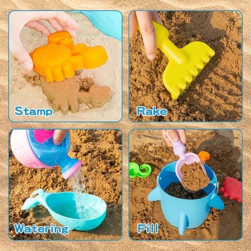 14PCS Sand Toys Beach Set Toy Shark Bucket Pail with Sand Filter for Children Kids Outdoor Play - Toytexx 14PCS Sand Toys Beach Set Toy Shark Bucket Pail with Sand Filter for Children Kids Outdoor Play - Toytexx